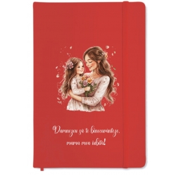 Notepad rosu A5 personalizat, Dumnezeu sa te binecuvinteze mama